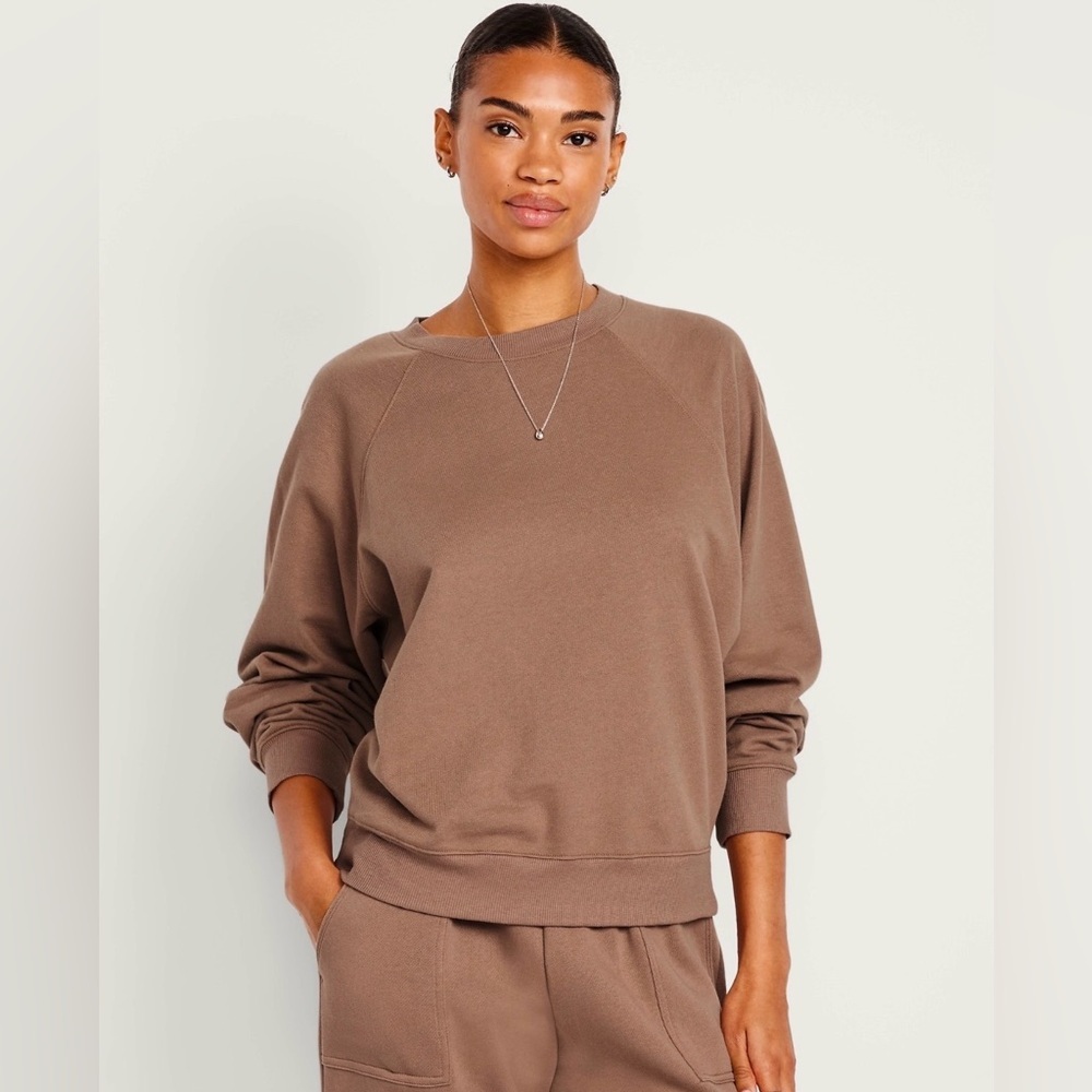 NWOT Old Navy SoComfy Oversized Raglan Crewneck Sweatshirt Driftwood Size XXL